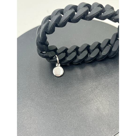 Marc by Marc Jacobs Black Rubber Katie Bracelet Turn-lock Charm Silver Harware - Picture 5 of 7
